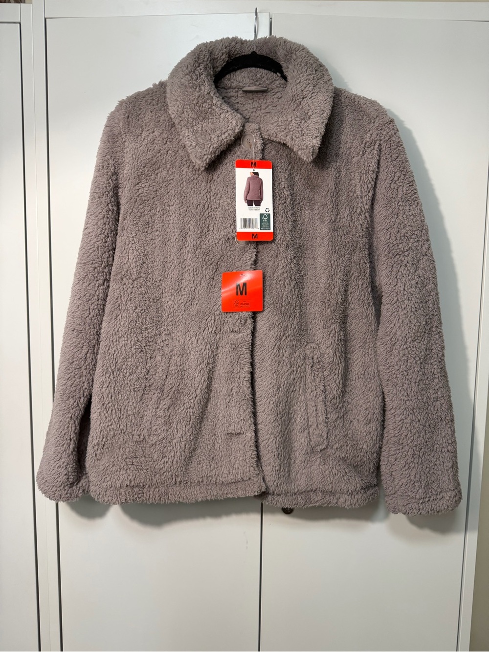 32 Degrees Women’s Plush Teddy Jacket - Taupe Size M